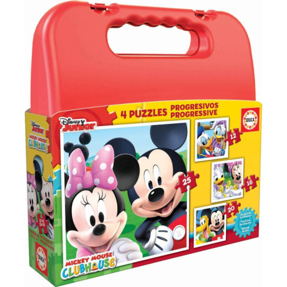 Educa Puzzle Progresivo 12-16-20-25 Piezas Maleta Mickey Mouse - 16505