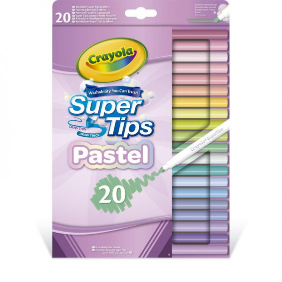 Crayola 20 Rotuladores Súper Punta Pastel